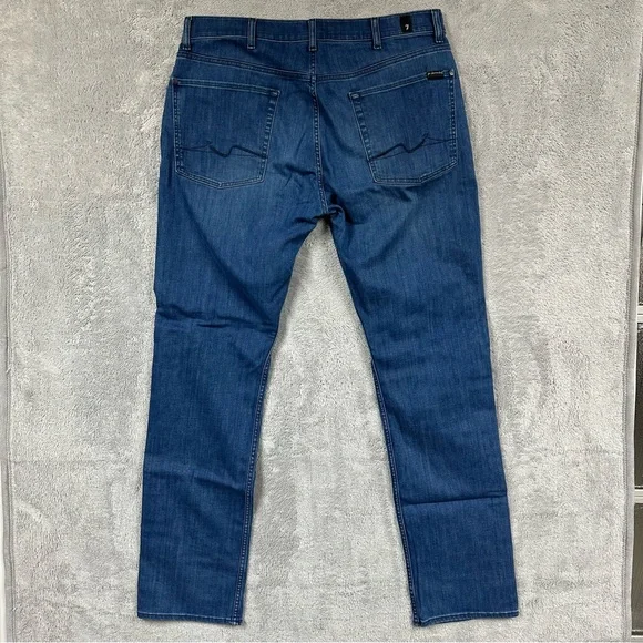 7 For All Mankind Luxe Performance “The Straight” Size 36 Blue Stretch Denim - Picture 3 of 7
